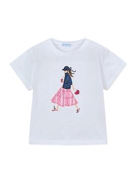 Camisa Mayoral Girl branca para menina.