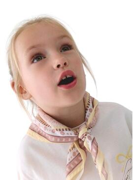 Camiseta Mayoral com bandana bege para menina