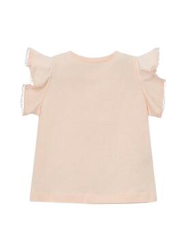 Camisola Mayoral com rendas rosa para menina.