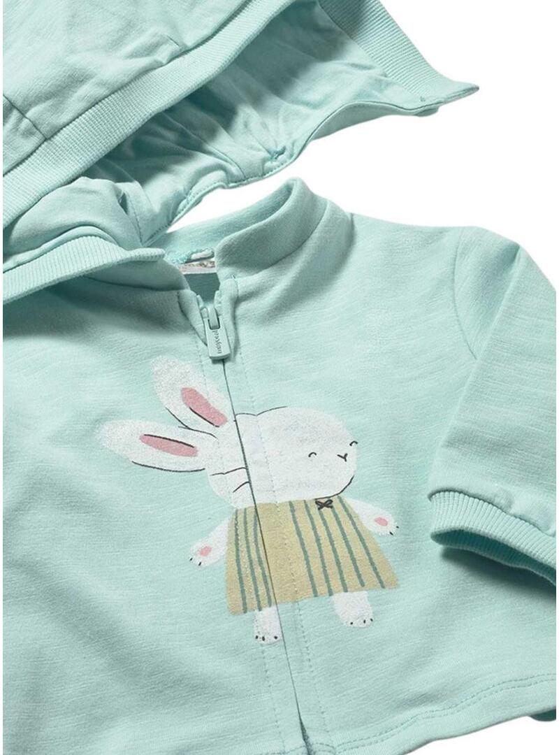 Conjunto de 3 peças Mayoral fato de treino verde para recém-nascida.