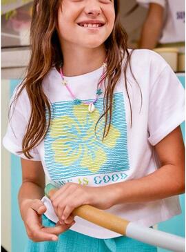 Camisa Mayoral Life is Good amarela para menina