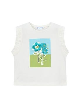 Camiseta Mayoral alcinhas branco para menina