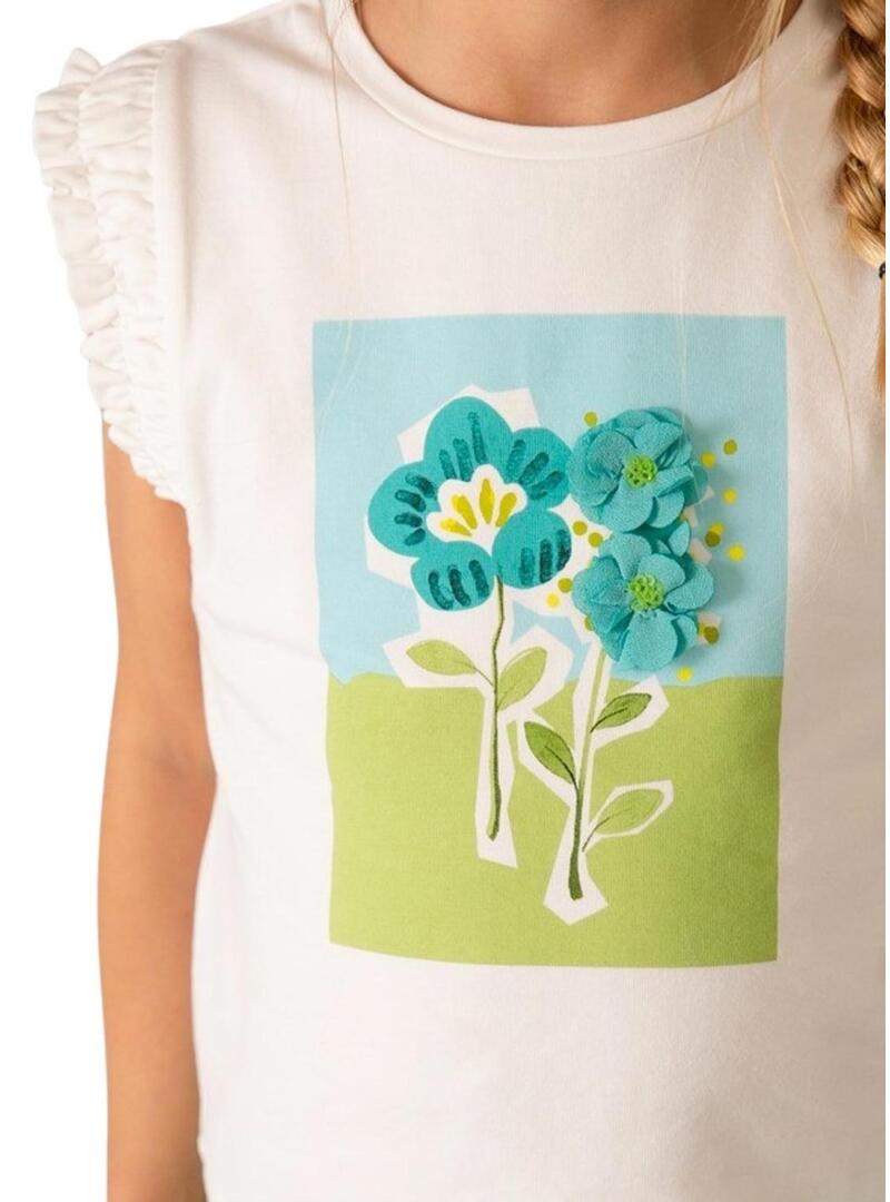 Camiseta Mayoral alcinhas branco para menina