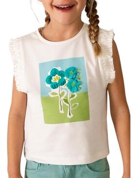 Camiseta Mayoral alcinhas branco para menina