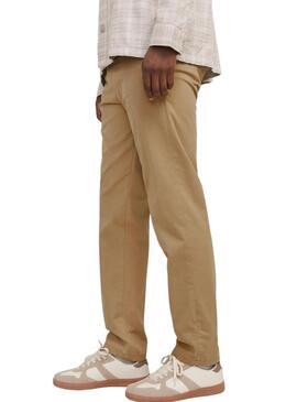 Calça Jack and Jones Kane chino bege para homem.