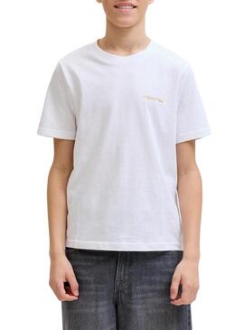 Camiseta Jack and Jones Ontauk branca para criança.