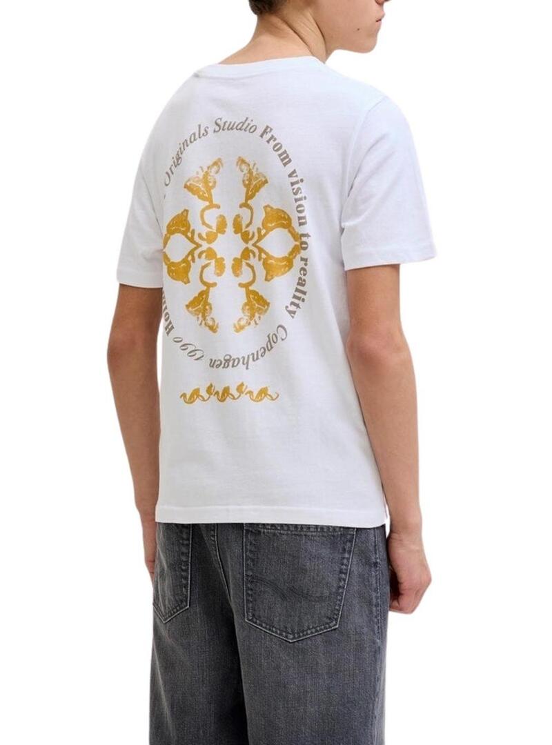 Camiseta Jack and Jones Ontauk branca para criança.