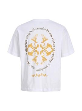 Camiseta Jack and Jones Ontauk branca para criança.