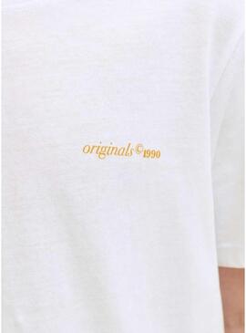 Camiseta Jack and Jones Ontauk branca para criança.