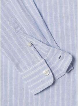 Camisa Pepe Jeans James listras azuis para menino.