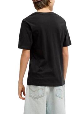 Camiseta Jack and Jones Ontauk preta para crianças.