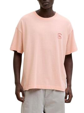 Camiseta Jack and Jones Montauk rosa para homem