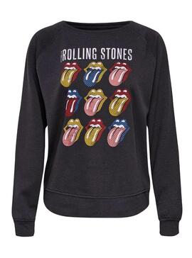 Sweat Only Rolling Stones Cinza para Mulher
