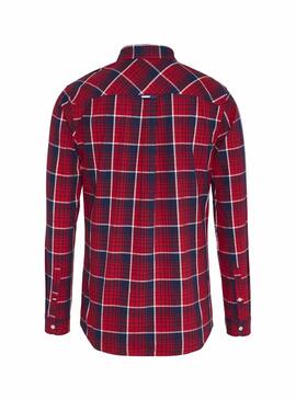 Camisa Tommy Jeans Popeline Multi Check Vermelho 