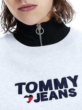 Sweat Tommy Jeans Corp Heart Cinza para Mulher
