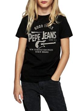 T-Shirt Pepe Jeans Terry preto para Menino