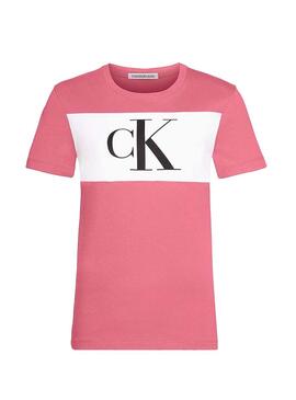 T-Shirt Calvin Klein Blocking Monogram Rosa