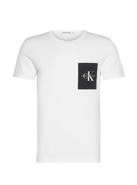 T-Shirt Calvin Klein Monogram Pocket Branco