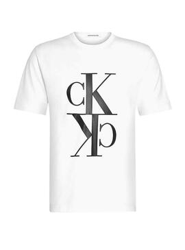 T-Shirt Calvin Klein Mirrored Monogram Branco