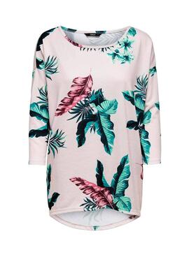 T-Shirt Only Elcos Floral Rosa Para Mulher