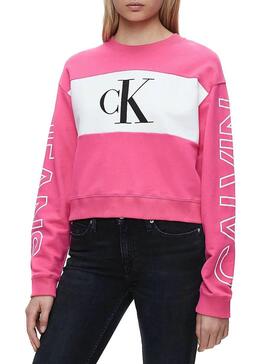 Sweat Calvin Klein Blocking Logotipo rosa Mulher