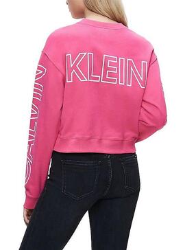Sweat Calvin Klein Blocking Logotipo rosa Mulher