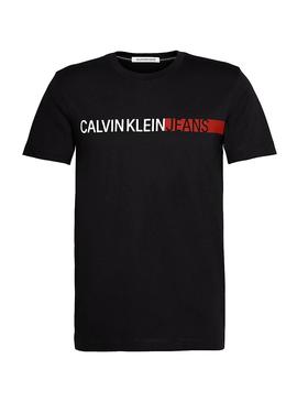T-Shirt Calvin Klein Jeans Stripe Preto Homem