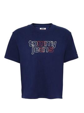 T-Shirt Tommy Jeans Outline Azul Mulher