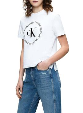 T-Shirt Calvin Klein Jeans Round Logo Branco