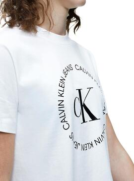 T-Shirt Calvin Klein Jeans Round Logo Branco