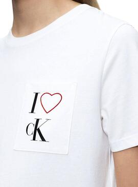 T-Shirt Calvin Klein Love Branco Mulher