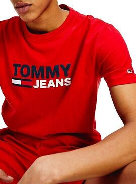 T-Shirt Tommy Jeans Corp Vermelho Homem