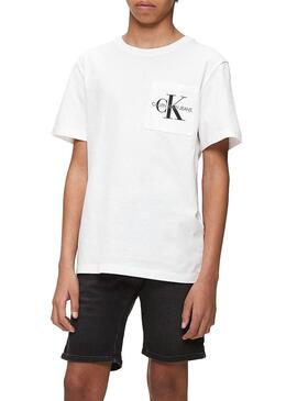 T-Shirt Calvin Klein Monogram Pocket branco Menino