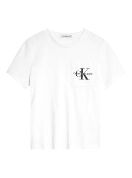 T-Shirt Calvin Klein Monogram Pocket branco Menino