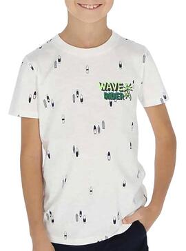 T-Shirt Mayoral Impressão em creme para Menino