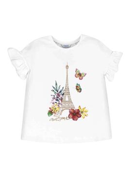 T-Shirt Mayoral Torre Eiffel branca para Menina