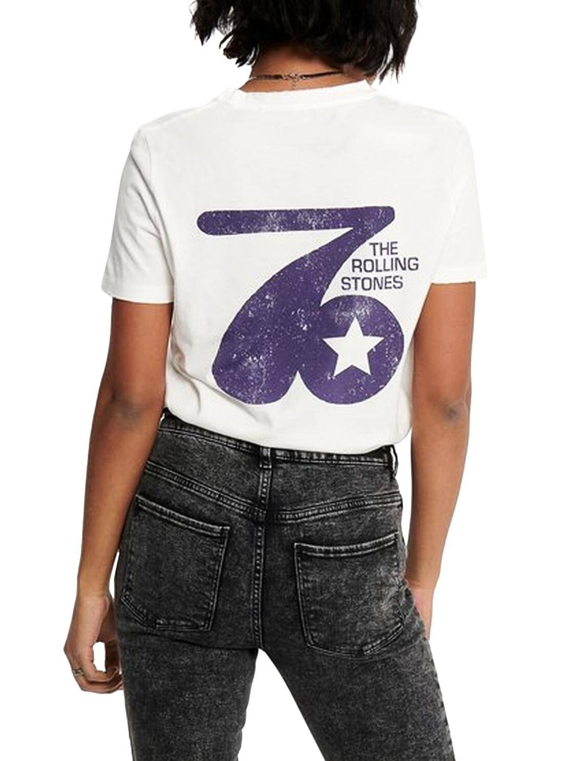 T-Shirt Only Rolling Stones Branco Mulher