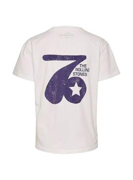 T-Shirt Only Rolling Stones Branco Mulher