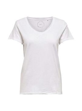 T-Shirt Only Brews V-Neck Branco Mulher
