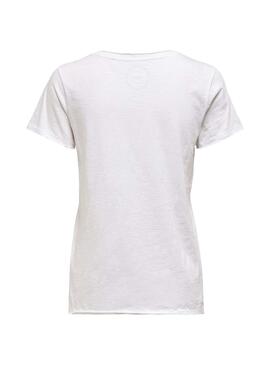T-Shirt Only Brews V-Neck Branco Mulher