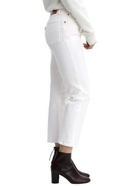Jeans Levis 501 Crop Branco Mulher
