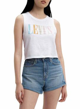 T-Shirt Levis Graphic Serif Crop Branco Mulher