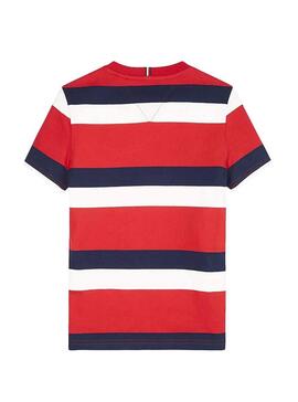 T-Shirt Tommy Hilfiger Stripes Vermelho para meninos