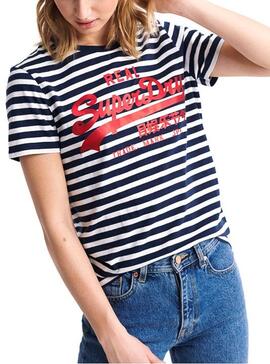 T-Shirt Superdry Vintage Logo Satin Stripe Mulher