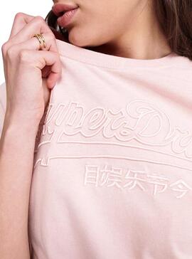 T-Shirt Superdry Vintage Logo Outline Rosa Mulher