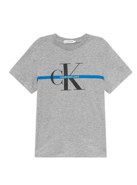 T-Shirt Calvin Klein Monogram cinza para menino