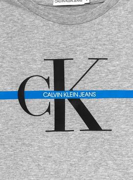 T-Shirt Calvin Klein Monogram cinza para menino