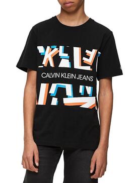 T-Shirt Calvin Klein Jeans Letter Black para menino
