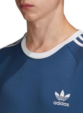 T-Shirt Adidas 3 Stripes Azul para Homens
