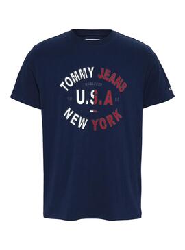 T-Shirt Tommy Jeans Arched Azul para Homem